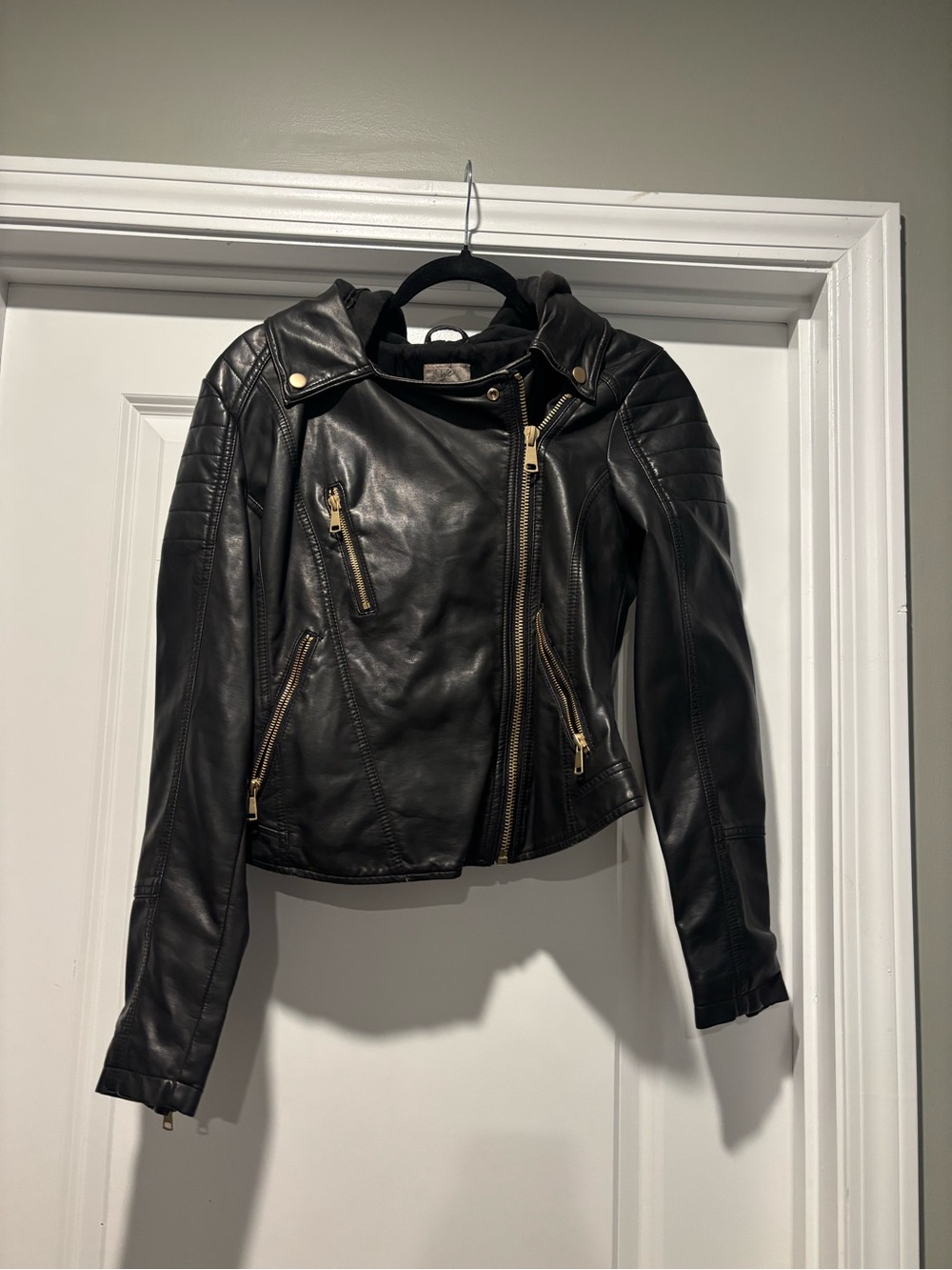 Free People Vegan Black Leather Full Zipper Jacket Women’s XS